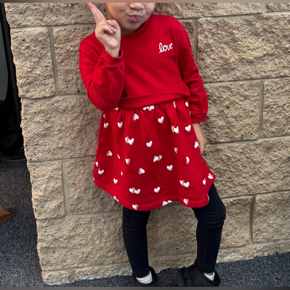 Carter's Red Girls Dress with Heart Print and Love Script
